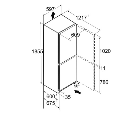 Combina frigorifica Liebherr CBNbbd 5223 Plus, NoFrost, BioFresh, 321 l, 185.5 сm, Clasa D, Black