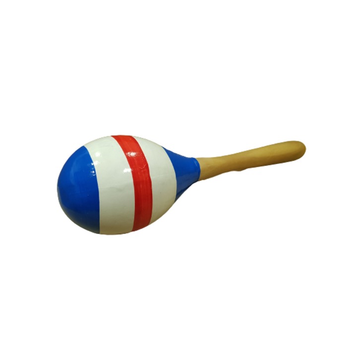 Maracas Ahelos, Lemn, Albastru/Alb, 20 cm