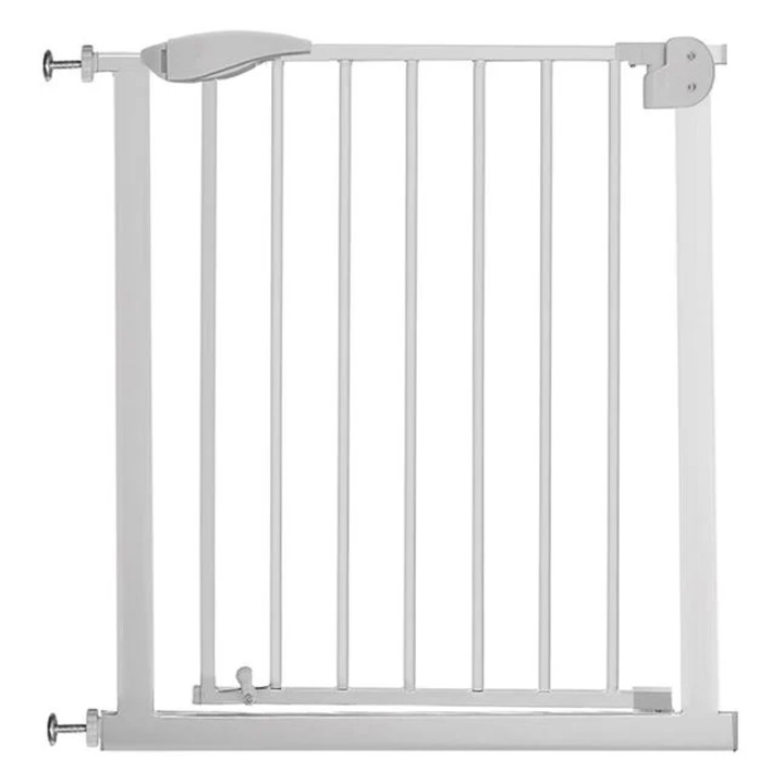 Bariera de protectie pentru copii sau caini, Metal, Inchidere automata, Pana la 82 cm, Alb