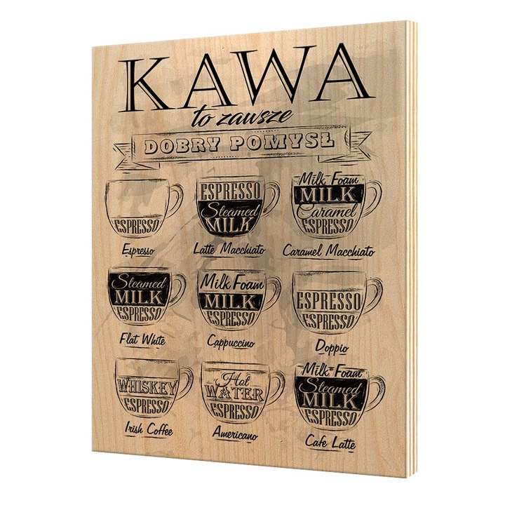 Poster decorativ, PoStar, Lemn, 28x39 cm, Negru/Maro