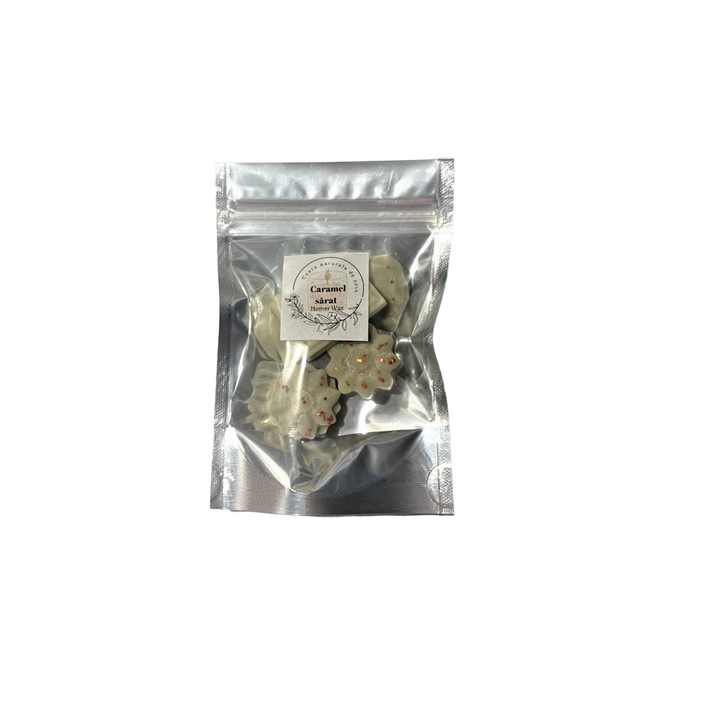 Комплект свещи от натурален восък с аромат на соя, ръчна изработка, вкус на солен карамел, количество восък 25 гр.