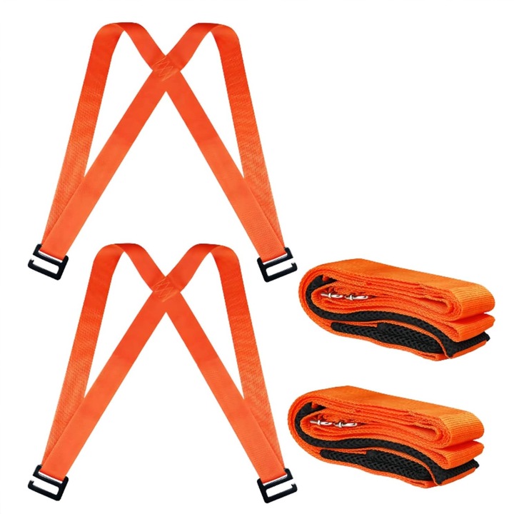 Set 2 Hamuri si O Pereche de Chingi Pentru Ridicat si Transportat Mobila si Alte Obiecte Grele si Voluminoase, Portocaliu - MaffStuff