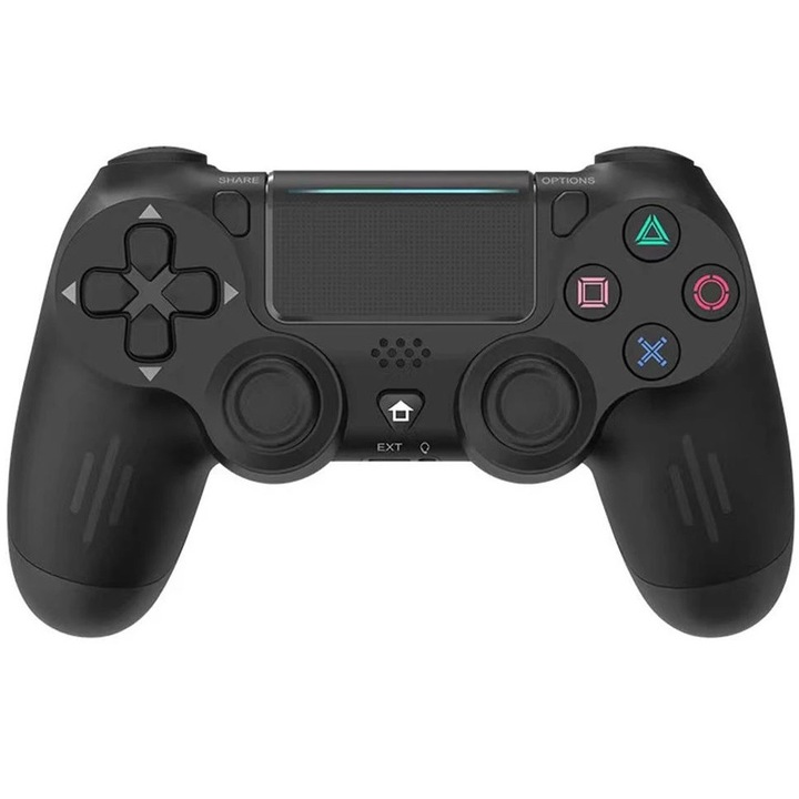 Controler wireless pentru Playstation 4 Pro Slim, Doubleshock 4, Panou tactil, Difuzor incorporat, Negru