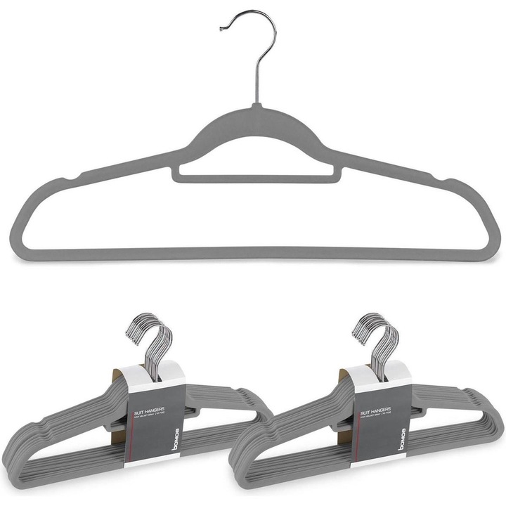 Комплект закачалки за дрехи Bomoe, 20 броя, Антрацит