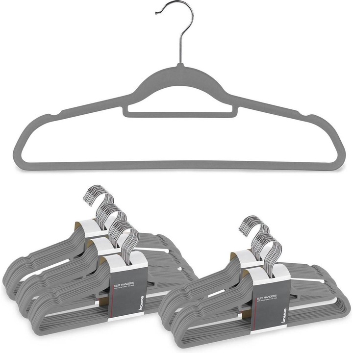 Комплект закачалки за дрехи Bomoe, 50 броя, Антрацит