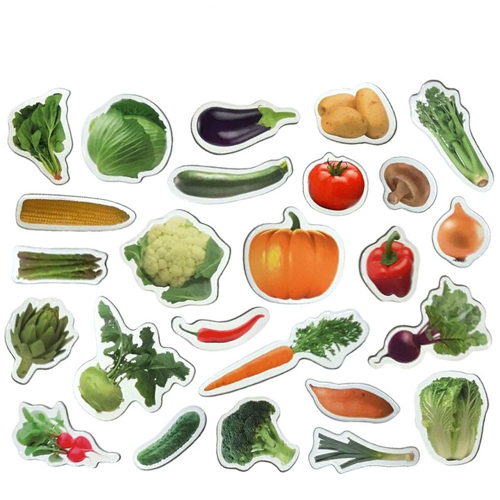 Комплект от 25 магнита Lean Toys, Зеленчуци, 3 години+, 8x5 см, Многоцветен