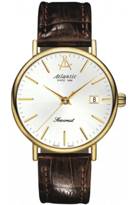 Мъжки часовник Atlantic, Автоматик, Кожена каишка, Кафяв