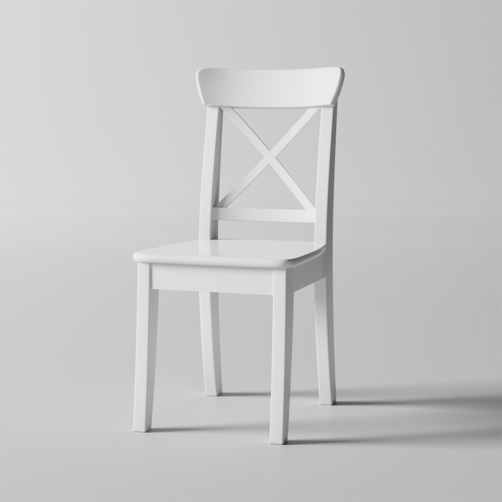 Tömör fa szék, 43 x 38 x 91 cm, fehér