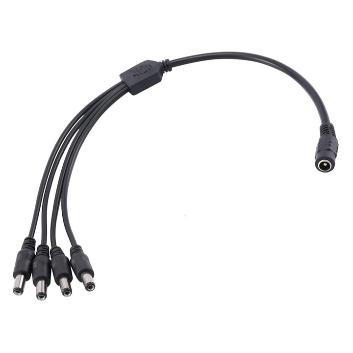 Cablu Folksafe, DC1F4M, Mufa mama, 5.5 x 2.1 mm, 10 buc, Negru