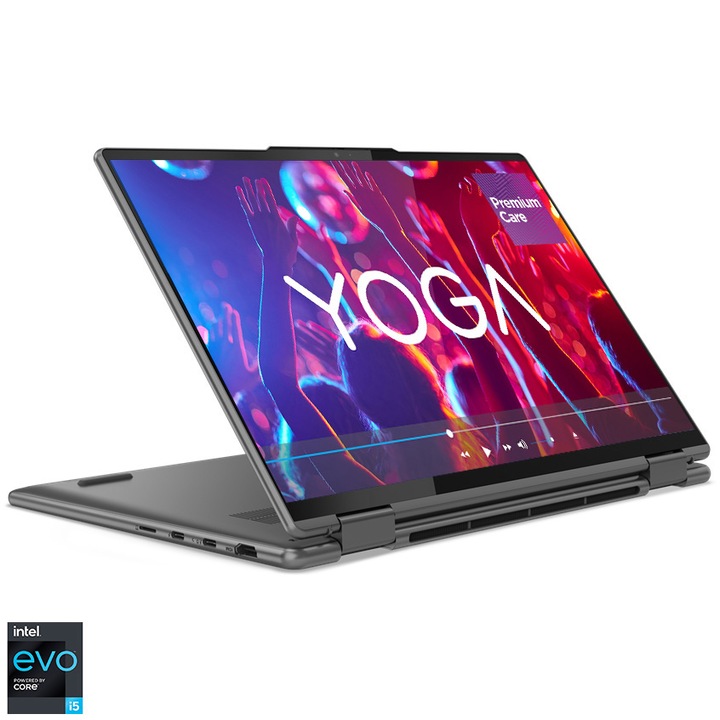 Лаптоп Ultrabook Lenovo Yoga 7 14IAL7, Intel® Core™ i5-1240P, 14", 2.8K, OLED, Touch, RAM 16GB, 512GB SSD, Intel® Iris® Xᵉ Graphics, Windows 11 Home, Storm Grey