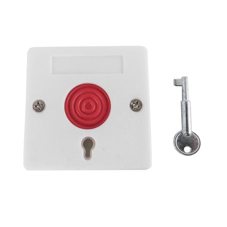 Buton de panica aplicabil din plastic cu cheie, dimensiuni 54 x 54 x 32 ...