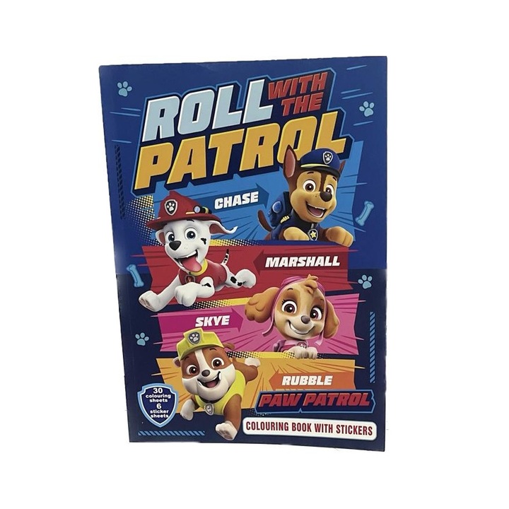 Книжка за оцветяване А4 със стикери Paw Patrol, 30 страници, многоцветна