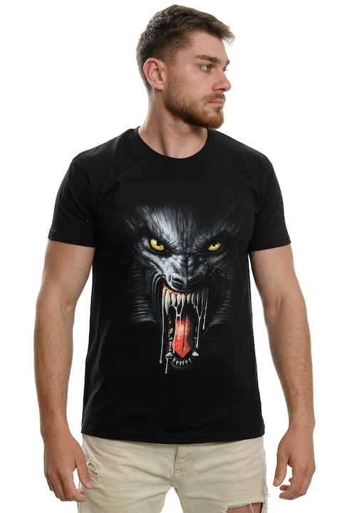 Мъжка тениска Printex, Вълк, Чудовище, Monster, Серия вълци, Дигитален печат, Черна