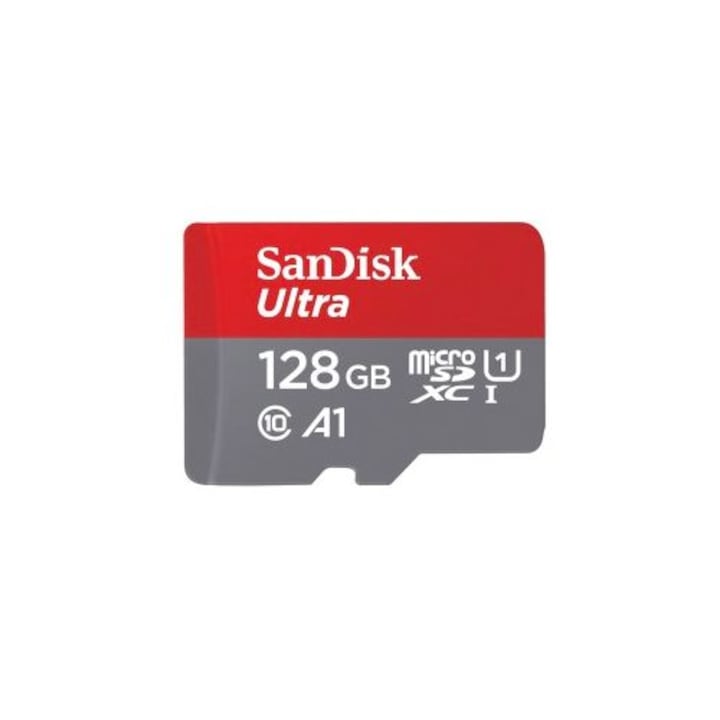 Card de memorie, SanDisk, MicroSD Ultra Android, 128 GB, 140 MB/s, A1, clasa 10, UHS-I
