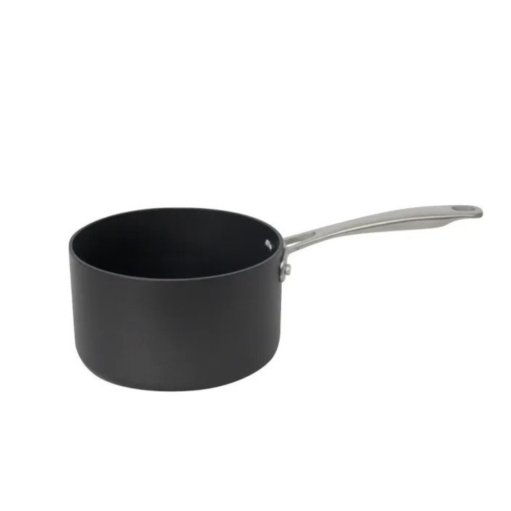 Cratita cu maner Home, aluminiu forjat, 16x5 cm, 1.8 L, Negru