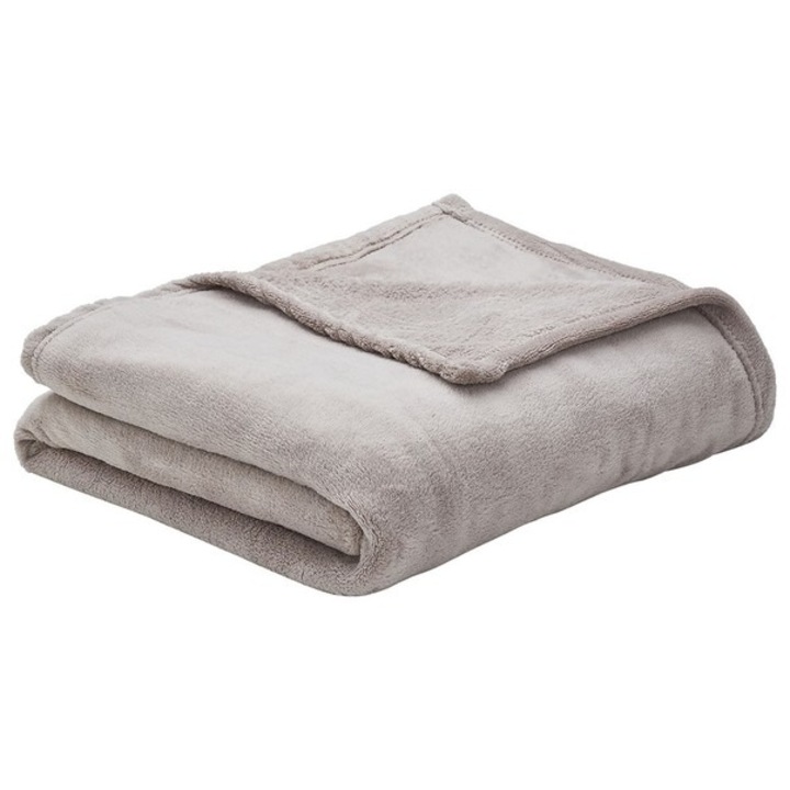 Кадифено одеяло, 240гр, 180х220см, приятно на допир, сиво