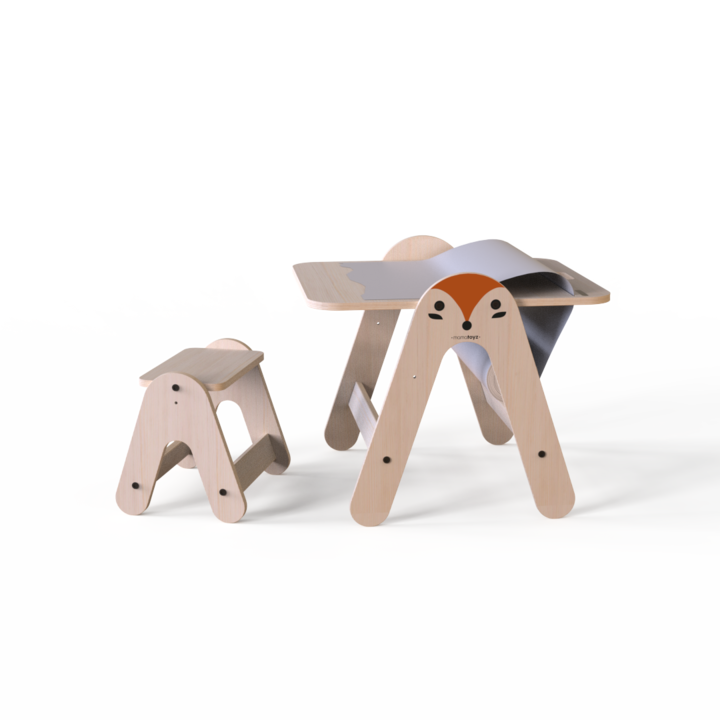 Set masuta si tabla 2 in 1 cu scaunel Massam Vulpita, MamaToyz