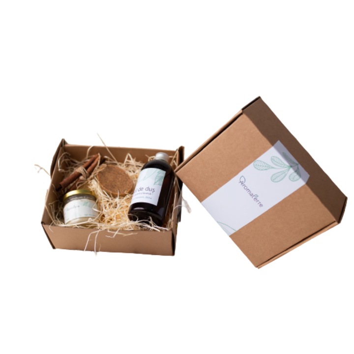 Set ingrijire corporala 1x gel de dus 250 ml, 1 x unt de corp 100ml, 1 x sapun solid 60 gr Scortisoara