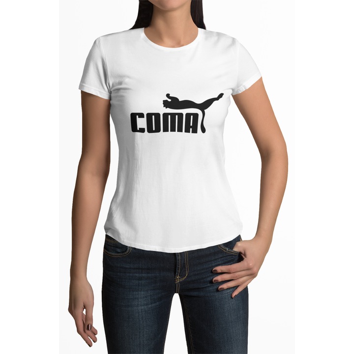 Tricou de dama personalizat, Alb, Coma, 3XL