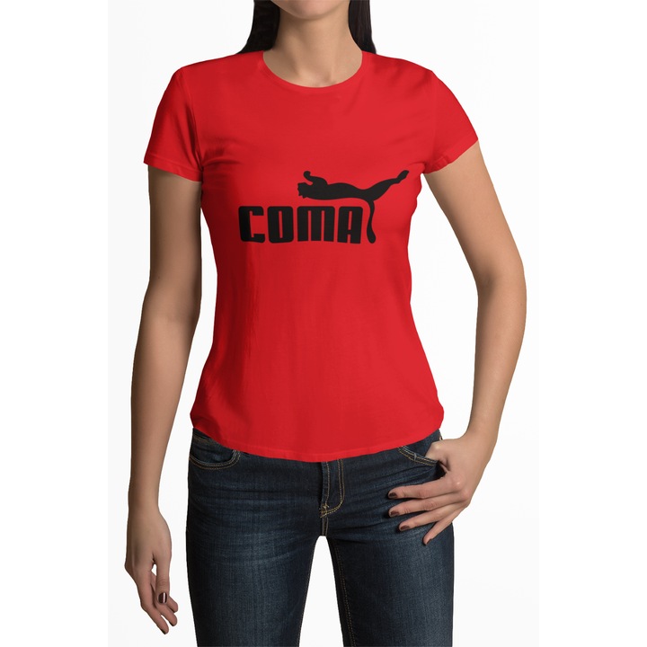 Tricou de dama personalizat, Rosu, Coma, 3XL