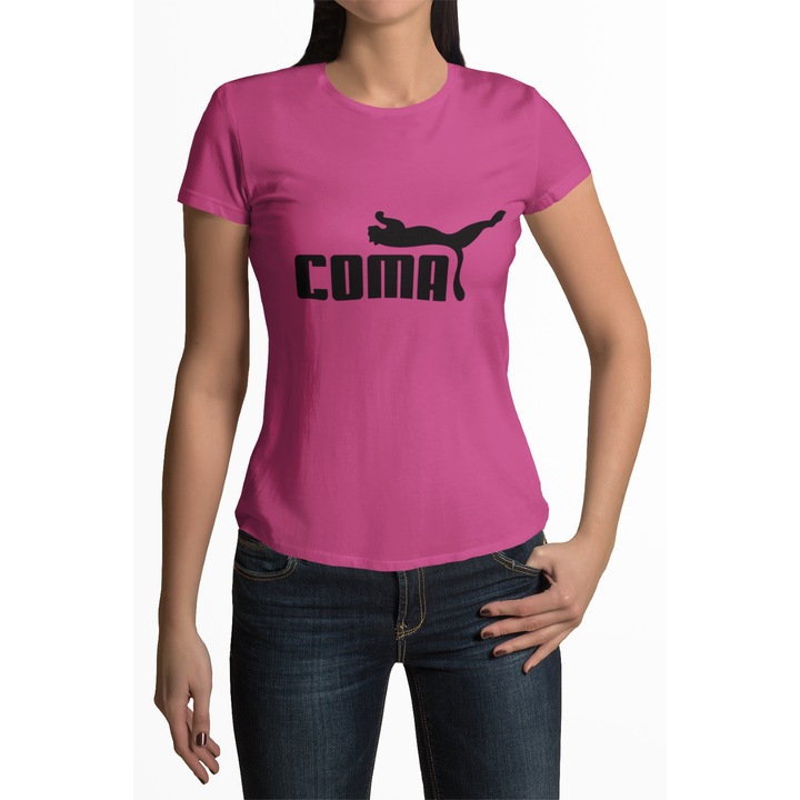 Tricou de dama personalizat, Roz, Coma, 2XL