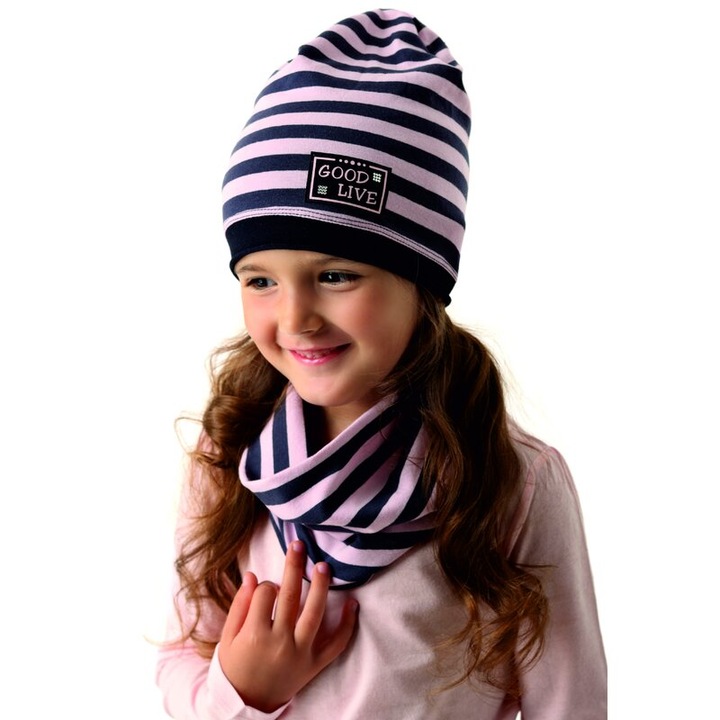 Fes, 91% bumbac, Goog Live, bleumarin cu dungi roz 46 cm