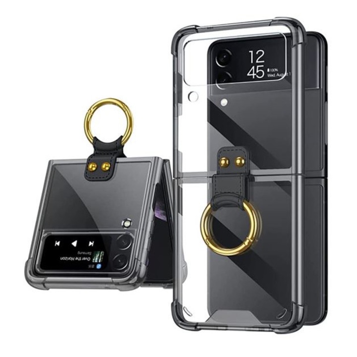 Калъф за телефон, TPU/Поликарбонат, Съвместим с Samsung Galaxy Z Flip 3, черен
