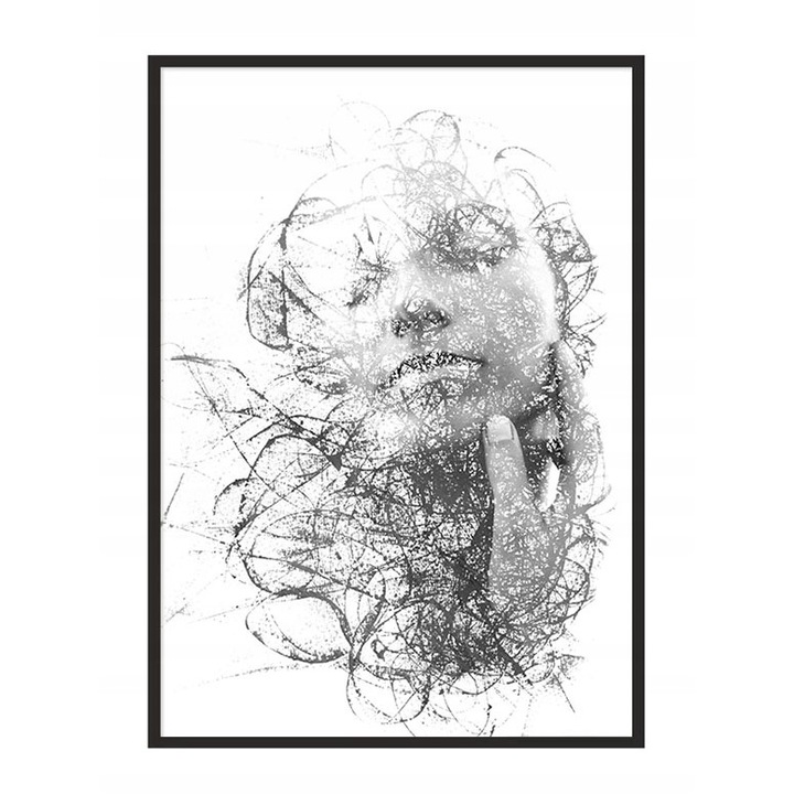 Poster decorativ cu rama, PoStar, MDF, 73x53 cm, Gri