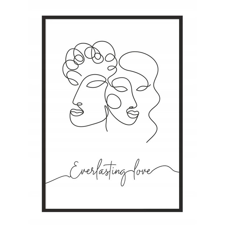 Poster decorativ cu rama, PoStar, MDF, 73x53 cm, Alb/Negru