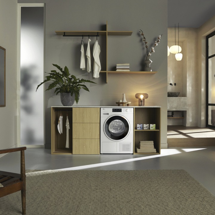 Uscator de rufe Miele TSL783WP EU1 LW, EcoSpeed&Steam, 9 kg, DirectSensor, display maghiar, EcoSpeed, Steam, Miele@home, Wash2Dry, SilenceDrum, Clasa energetica A