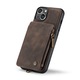 Borító iPhone 14-hez, CaseMe, bársonyos textúrájú bőr, hátlap, kártyanyílás, cipzáras zseb, kivehető pánt, RFID védelem, Maro kávé