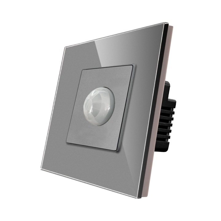 Senzor de Miscare PIR LUXION cu Rama din Sticla, Gri