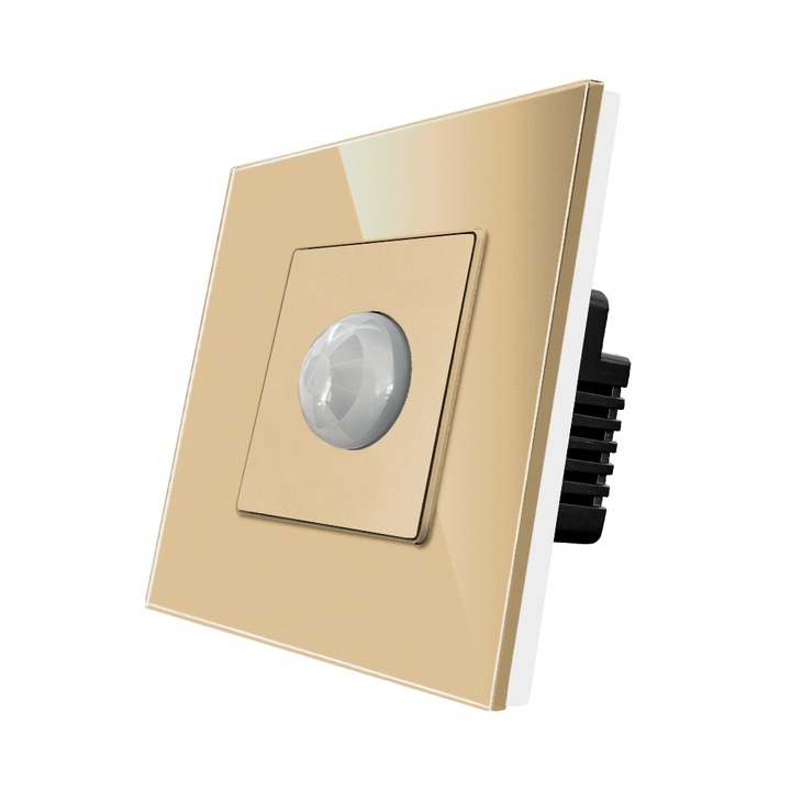 Senzor de Miscare PIR LUXION cu Rama din Sticla, Auriu