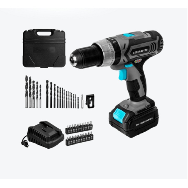 Мултифункционален инструмент с батерия CecoRaptor Perfect ImpactDrill 2024 Advance, Батерия 24V 2000 mAh, скорост 15 500 об/мин, честота на удара 22 500 удара в минута, 100113