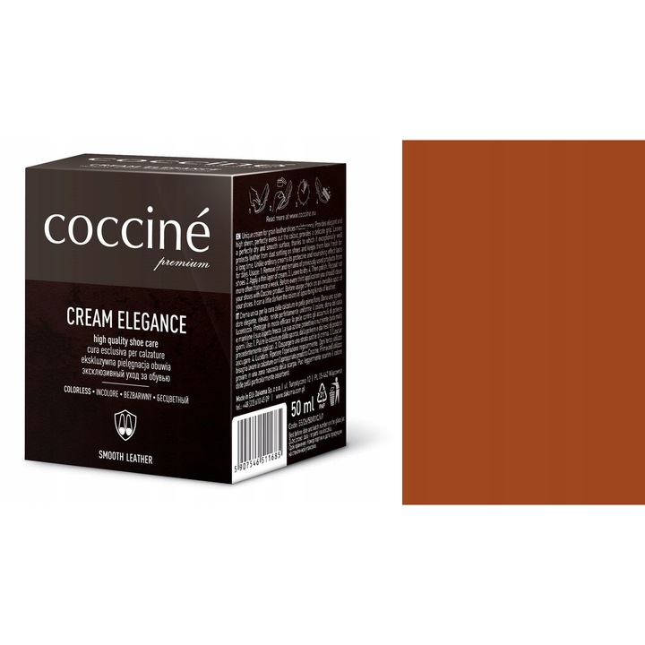 Crema de pantofi cu pigment Coccine, Maro cognac, 50 ml