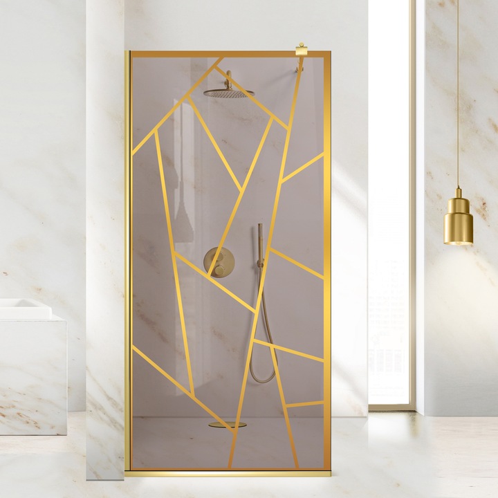 Aqua Roy ® Gold 70x195 cm zuhanyfal, arany Atlas modell, 8 mm bronz biztonsági üveg, vízkő elleni kezeléssel