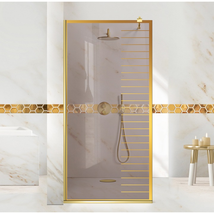 Aqua Roy ® Gold 70x195 cm zuhanyfal, arany Supreme modell, 8 mm bronz biztonsági üveg, vízkő elleni kezeléssel