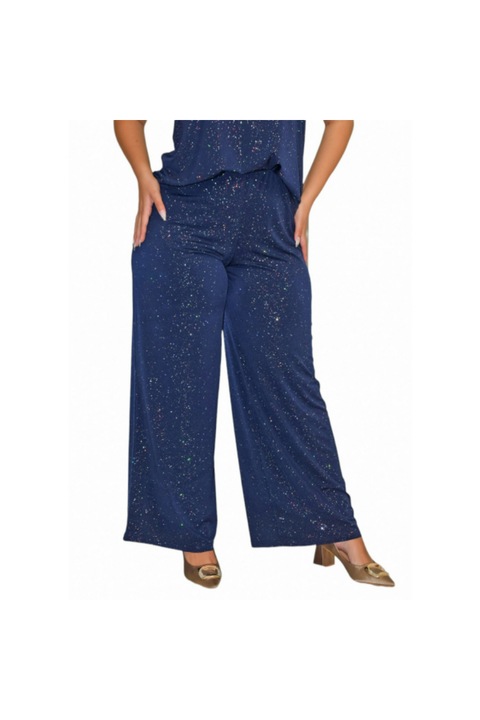 Pantaloni dama, Morena Spain, plus size, banda elastica, regular fit, Albastru