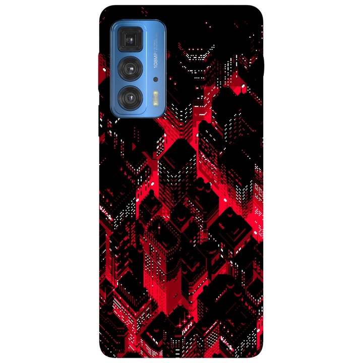 Капак, съвместим с модел Motorola Edge 20 Lite 8 Bit Pixel City, Silicon, TPU, обратно