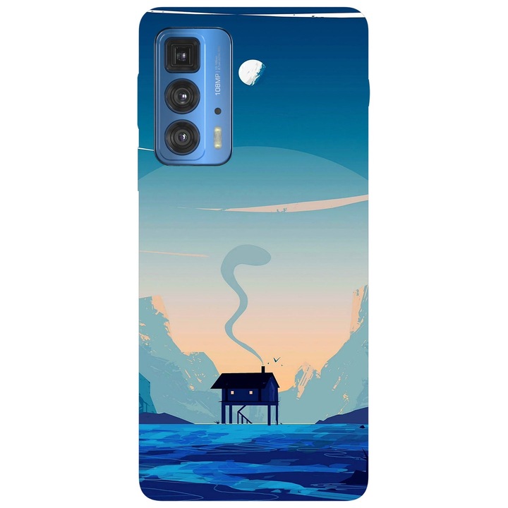 Капак, съвместим с модел Motorola Edge 20 Lite Blue nature, Silicon, TPU, Viceversa