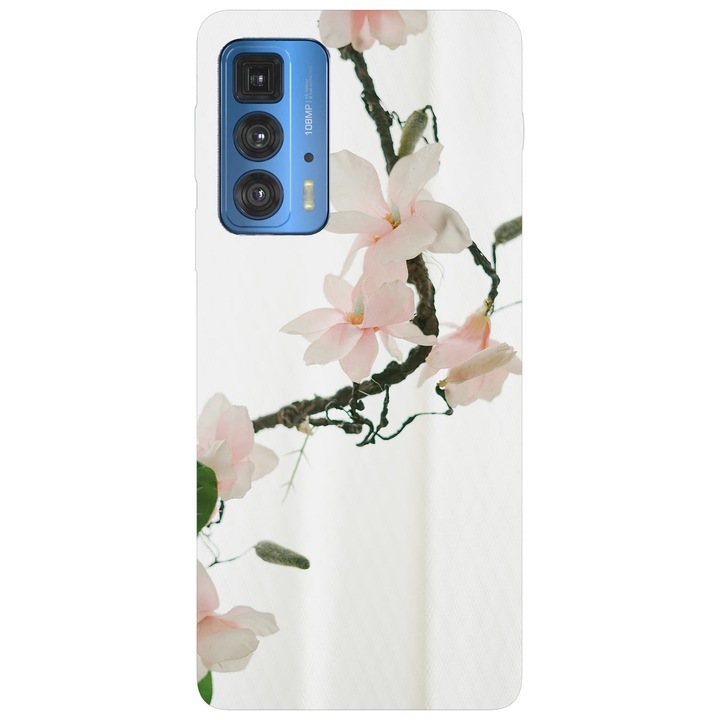 Кейс съвместим с модел Motorola G51 Розова магнолия, Силикон, TPU, Обратно