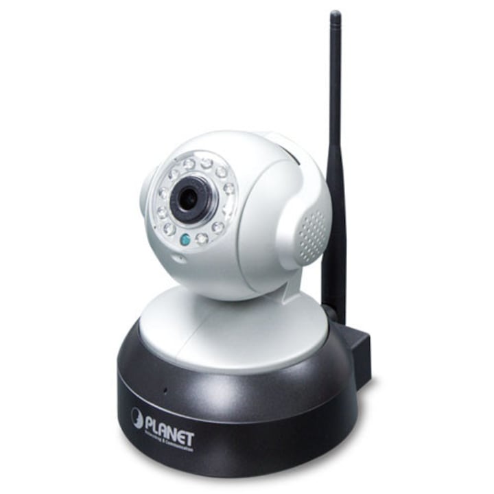 Camera solara LED 360, rezistenta la conditii atmosferice, neagra, montaj pe perete sau tavan