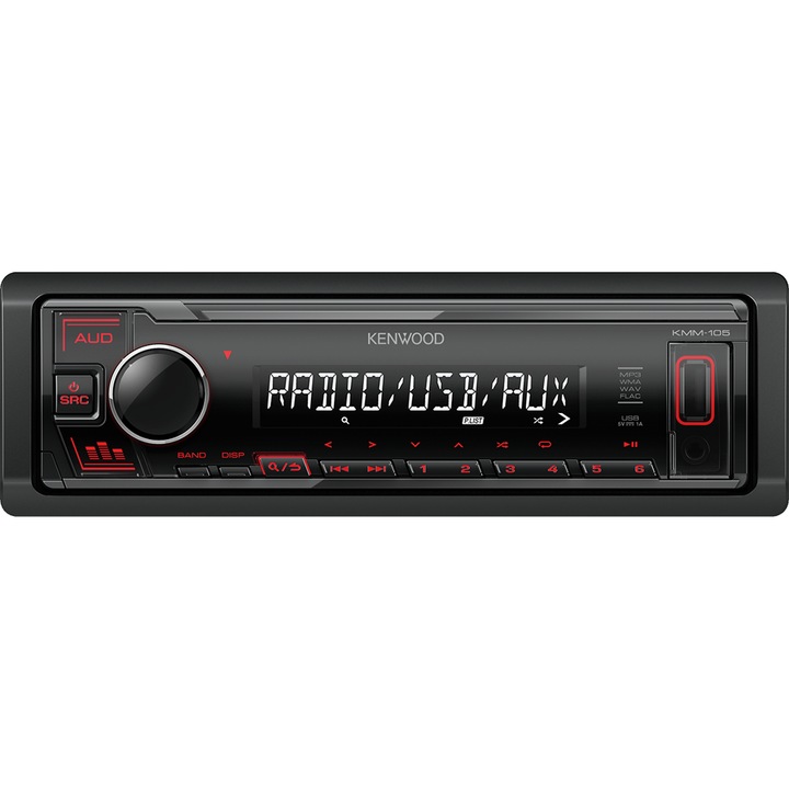 Player auto Kenwood KMM-105RY, 4 x 50W, radio, USB, AUX, Iluminare roșu