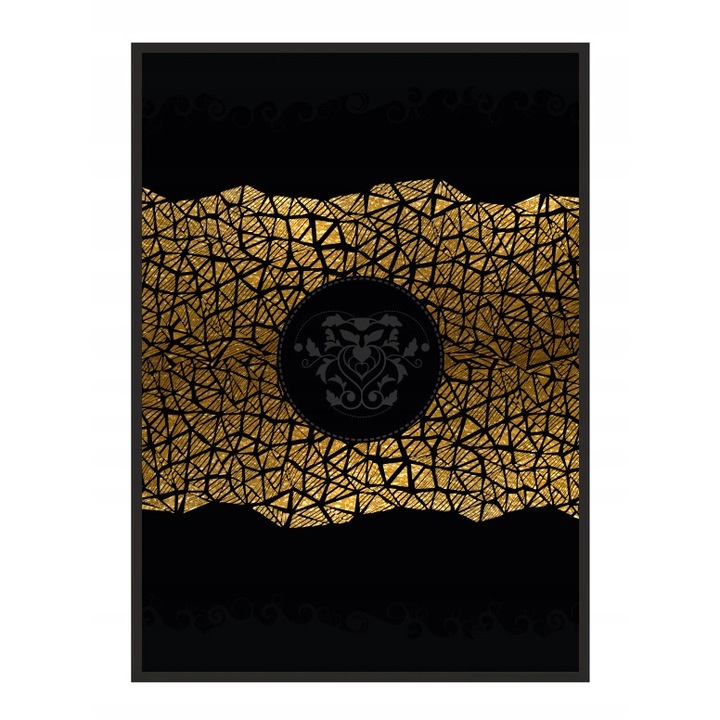 Poster decorativ cu rama, PoStar, MDF, 33x43 cm, Negru/Auriu