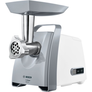 Masina de tocat carne Bosch MFW45020, 1600 W, 2.7 Kg/min, Alb/Gri Masina de tocat carne Bosch MFW45020, 1600 W, 2.7 Kg/min, Alb/Gri