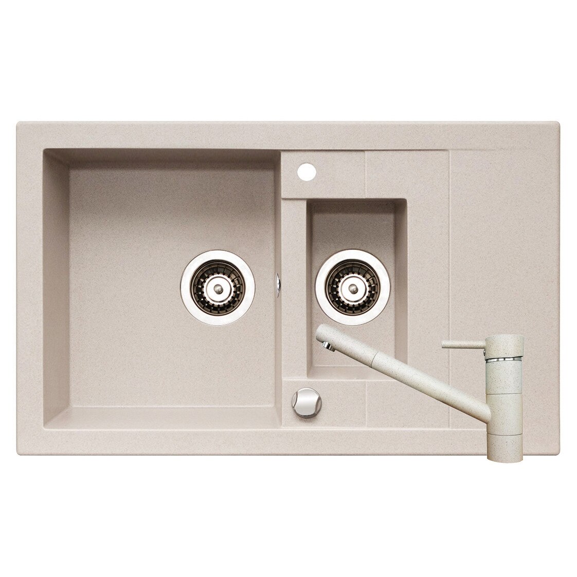 Pachet Pyramis chiuveta STUDIO si baterie Tronto, 780x480mm, adancime 180mm, reversibila, finisaj bej