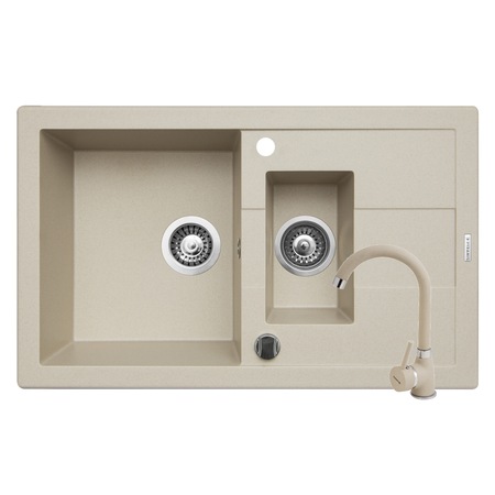 Pachet Pyramis chiuveta CODAR si baterie Bello, 780x480, adancime 180mm, reversibila, finisaj bej