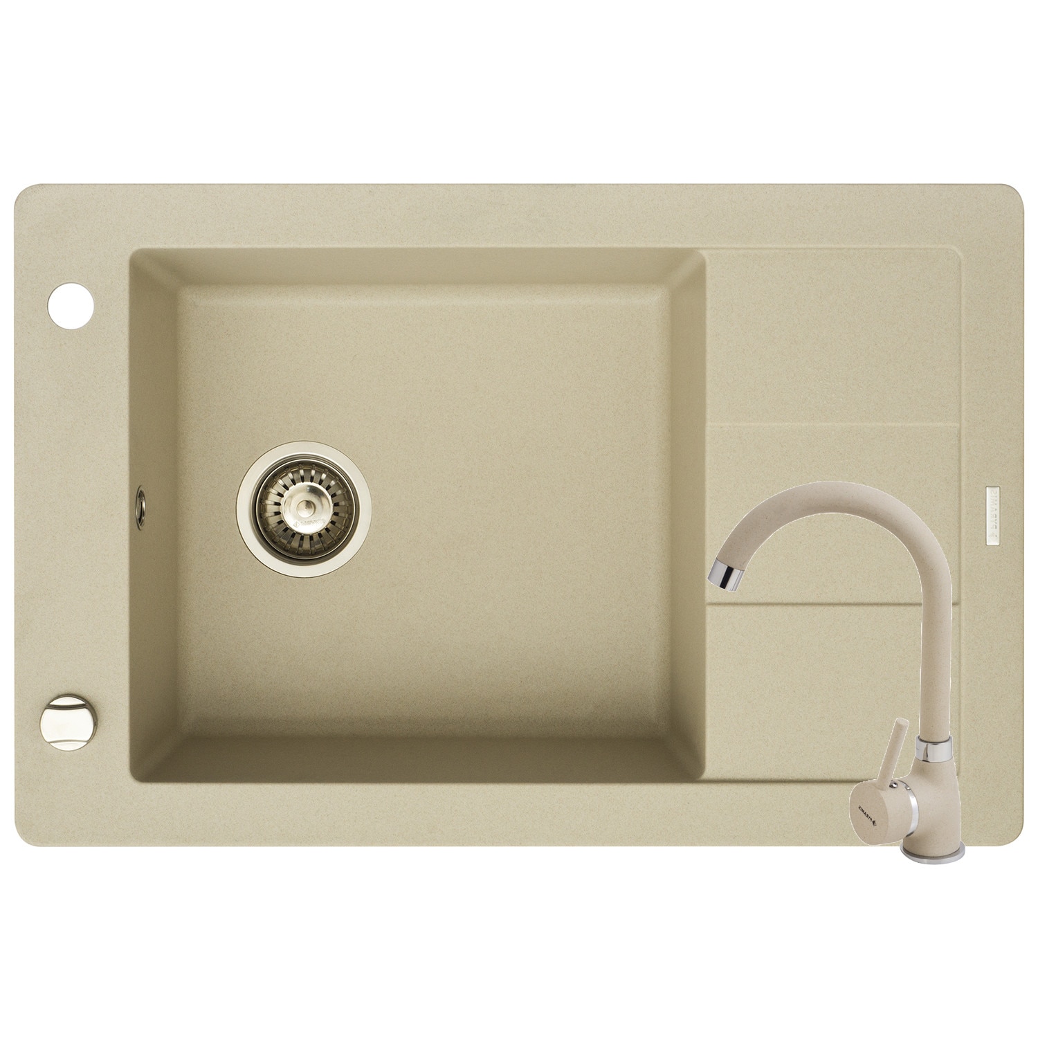 Pachet Pyramis chiuveta ARES si baterie Bello, 780x510mm, adancime 190mm, reversibila, finisaj bej