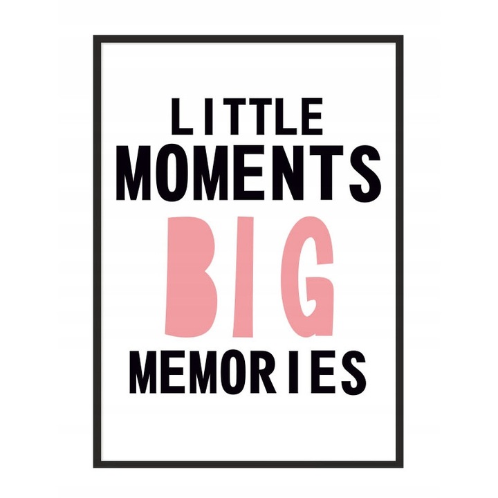 Poster decorativ cu rama PoStar, 33 x 43 cm, MDF, Alb, Negru, Roz