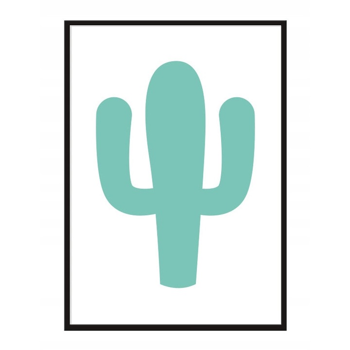 Poster decorativ cu rama PoStar, 33 x 43 cm, MDF, Alb, Negru, Turcoaz